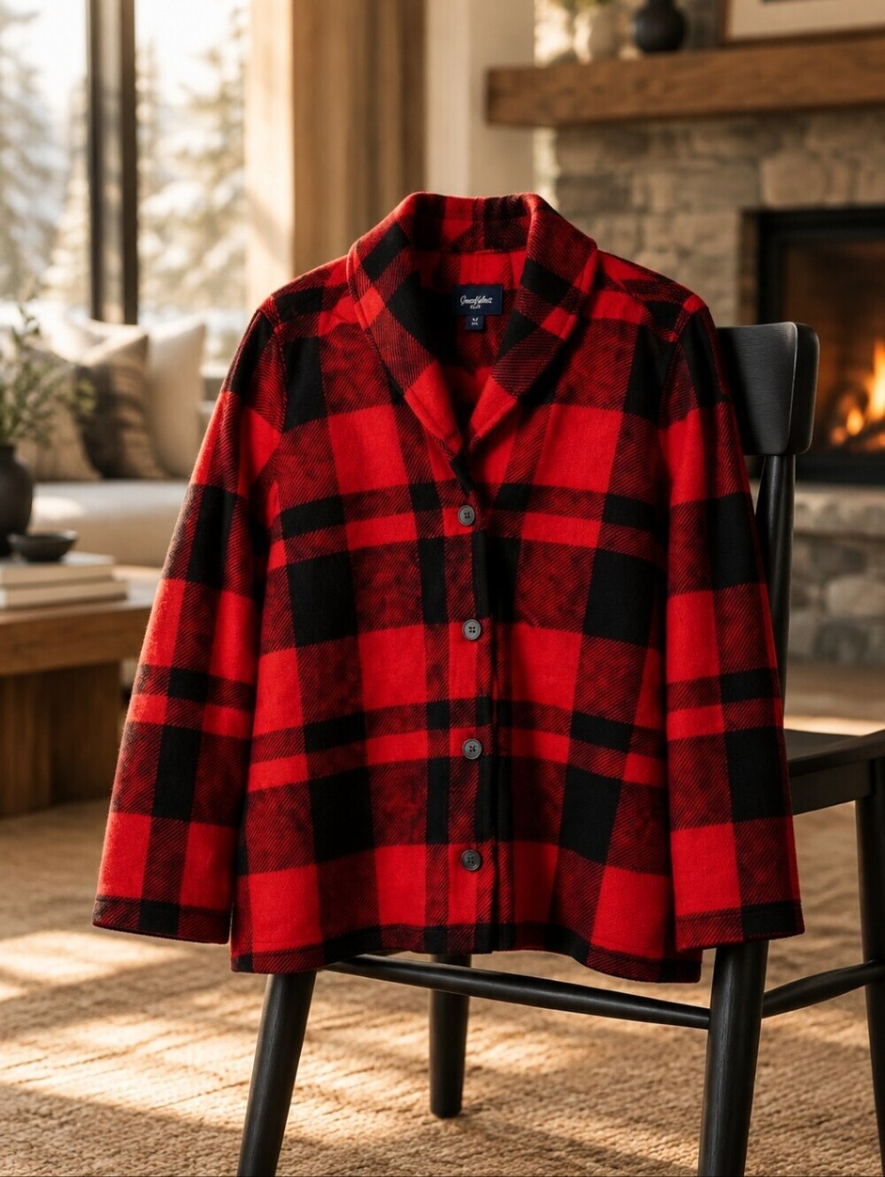 Chaps Buffalo Plaid Button Up Cardigan Cabin Core Size Large - Picture 12 of 12